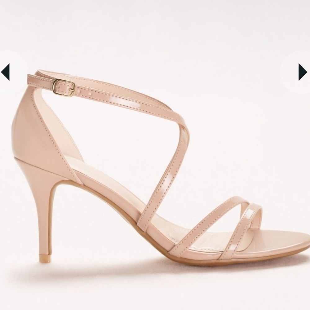 David's Bridal | Crisscross Strap High Heel Sandals Dress Shoes | Size 8.5, Nude - Picture 2 of 6